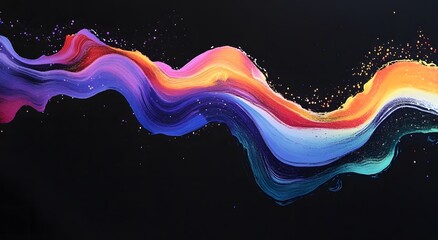 Poster - Abstract with colorful light waves on a dark background. Which represents advanced digital technology. And gives the idea of ​​exchanging information in fast time.