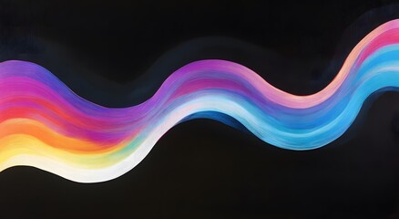 Poster - Abstract with colorful light waves on a dark background. Which represents advanced digital technology. And gives the idea of ​​exchanging information in fast time.