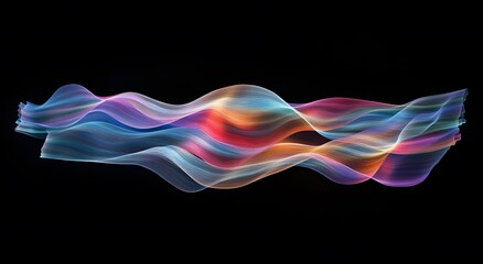 Poster - Abstract with colorful light waves on a dark background. Which represents advanced digital technology. And gives the idea of ​​exchanging information in fast time.
