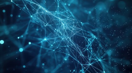 Poster - Abstract Network Connection: Digital Plexus and Glowing Nodes