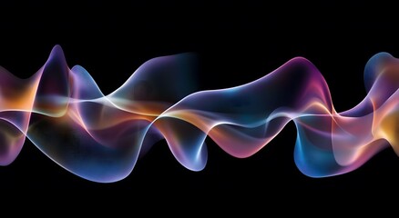 Poster - Abstract with colorful light waves on a dark background. Which represents advanced digital technology. And gives the idea of ​​exchanging information in fast time.