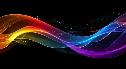 Poster - Abstract with colorful light waves on a dark background. Which represents advanced digital technology. And gives the idea of ​​exchanging information in fast time.
