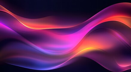Poster - Abstract with colorful light waves on a dark background. Which represents advanced digital technology. And gives the idea of ​​exchanging information in fast time.