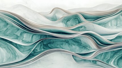 Fototapete - Exquisite 3D mint green marble texture featuring smooth flowing fluid art elements and beautiful organic patterns
