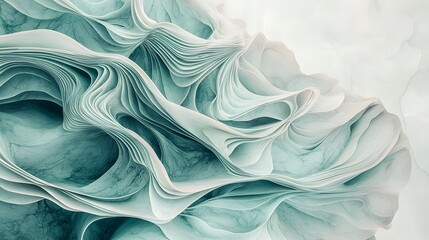 Poster - Elegant and sophisticated abstract fluid mint green marble design with intricate swirling patterns and a glossy finish creating a high end calming and visually appealing aesthetic