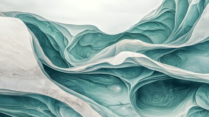 Fototapete - Mesmerizing Mint Marble Fluid Texture with Natural Wave Like Patterns An Elegant and Calming Abstract Design with Soft Glossy Reflections and a Contemporary Vibe