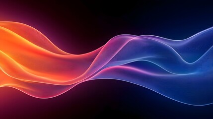 Poster - Mesmerizing 3D rendered abstract background with vibrant neon gradient colors and smooth flowing curvy lines creating a futuristic and ethereal visual effect on a dark backdrop