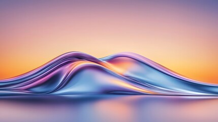 Aufkleber - Mesmerizing Abstract Sunset Landscape with Vibrant Hues and Flowing Curves  A captivating visual composition featuring seamless blends of orange pink and purple hues over rolling hills and a calm sky