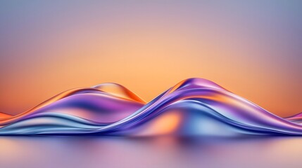 Leinwandbilder - Mesmerizing Abstract Sunset Landscape with Vibrant Hues and Flowing Composition  Stunning digital artwork featuring a serene and dreamlike scene of rolling hills a calm sky