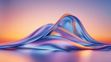 Poster - interpretation of a sunset landscape with radiant colors and soft fluid shapes capturing the beauty of nature in a modern and abstract style with a peaceful ambiance
