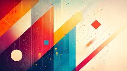 Aufkleber - Captivating Geometric Abstract Desktop Background with Vibrant Textured Gradients   Visually striking digital blending contemporary color palettes dynamic shapes