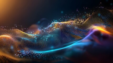 Poster - Futuristic Digital 3D Abstract Background with Dynamic Flowing Patterns and Structures Symbolizing Advancement in Science Technology and Education  Modern and Experimental Visual Style