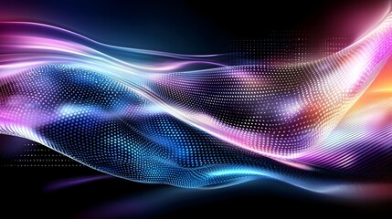 Wall Mural - Captivating Waves of Vibrant Colorful Light in Abstract Digital Artwork with Futuristic Aesthetic  Showcasing a mesmerizing display of dynamic flowing patterns in vivid purple