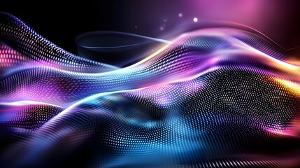 Aufkleber - Stunning abstract digital artwork showcasing vivid flowing waves of colorful light in a mesmerizing futuristic aesthetic  The dynamic and energetic visual features a spectrum of purple blue