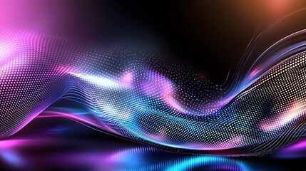 Aufkleber - Dynamic abstract composition with radiant waves of light in brilliant purple blue and pink hues forming an eye catching and immersive fluid background with a modern appeal