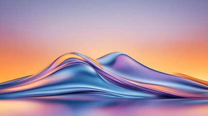 Poster - Captivating Fluid Brushstrokes of Vibrant Sunset Landscape A Modern and Interpretation of Nature s Warm Hues and Smooth Transitions