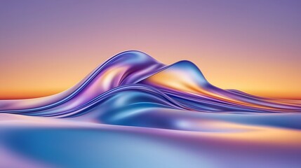 Fototapete - Vibrant abstract sunset landscape with a blend of warm and cool colors featuring soft glowing gradients and fluid shapes creating a dreamy and serene atmosphere