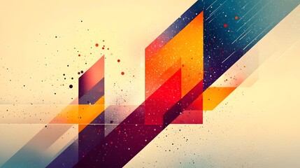 Leinwandbilder - Harmonious Balance of Bold Color Splashes and Intricate Geometric Structures Creating a Visually Appealing Contemporary Abstract Wallpaper Design