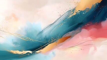 Poster - Vibrant Fluid Abstract Painting with Multicolored Brushstrokes and Contemporary Design Texture  Dynamic and Abstract Wallpaper or Background with Rich Hues and Flowing Patterns