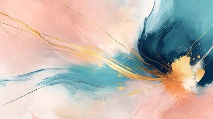 Poster - abstract painting wallpaper with expressive multicolored brushstrokes and fluid patterns adding depth and movement to a contemporary digital design