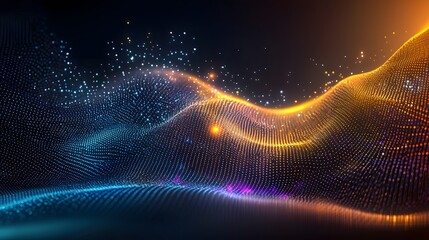 Fototapete - Mesmerizing Digital Abstract 3D Background with Futuristic Geometric Shapes and Glowing Elements Symbolizing Technological Advancements and Data Storage Capabilities