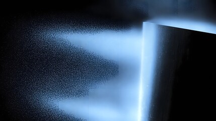 Poster - Striking futuristic banner featuring a glowing blue geometric element set against a dark grainy noise textured background  This abstract digital artwork evokes a sense of technology innovation