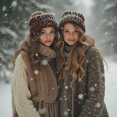 Boho Winter Women in Snow