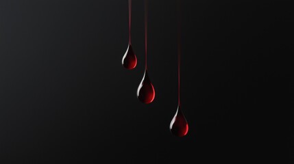 Wall Mural - Three drops of blood hanging from a string