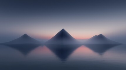 Wall Mural - a mountain range is reflected in the water