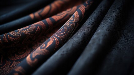 Poster - A black and orange fabric is folded and displayed