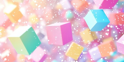 Poster - Colorful background with many different colored blocks