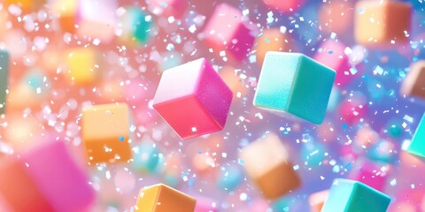 Poster - Colorful image of many different colored cubes