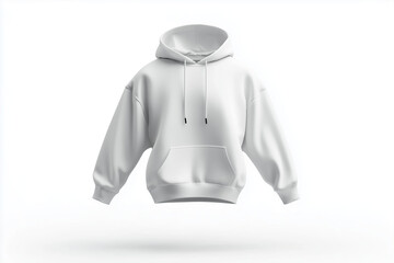 Wall Mural - White blank empty sweatshirt hoodie mockup against bright light background, fashion design and wear close up template.