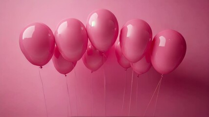 Poster - A collection of glossy pink balloons against a matching pink background, creating a vibrant and celebratory atmosphere