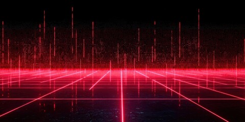 Poster - Red background with a grid of squares
