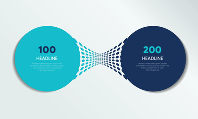 Fototapete - 2 elements scheme, diagram. Two connected circles. Infographic template.