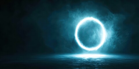 Wall Mural - Blue circle with a white light in the middle