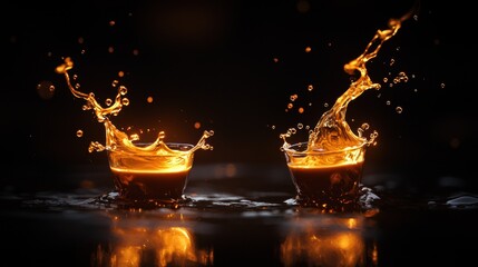 Poster - Two glasses of liquid with a splash of water in the middle