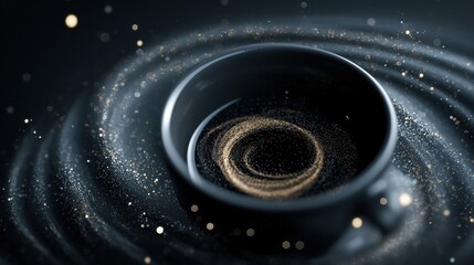Wall Mural - a black bowl with a gold swirl in the middle