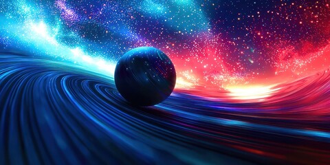 Wall Mural - Blue ball is rolling down a spiral