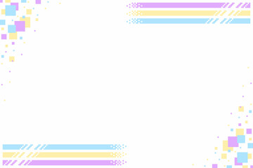 Poster - Minimal Pastel Tri-Color Frame Background, Pixel Art Illustration