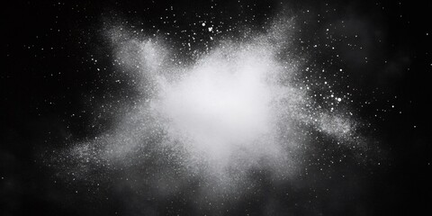 Poster - powdery white substance bursting dynamically, creating dramatic splash against dark surface