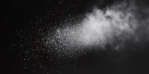Poster - white powder exploding creating abstract shapes on a black background, perfect for graphic design pr