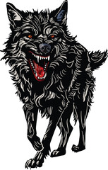 Wall Mural - wolf black sketch isolated on white background