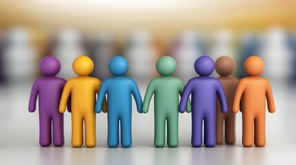 Aufkleber - Visual representation of a diverse workforce collaborating in a supportive and innovative workplace environment showcasing inclusive leadership and equal opportunities for employees