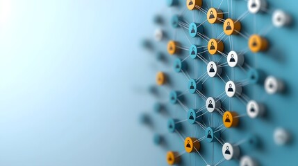 Aufkleber - Futuristic Visualization of a Circular Digital Talent Recruitment Network with Interconnected Nodes and Data Driven Analytics Showcasing Effective Talent Acquisition Strategies for Business Growth