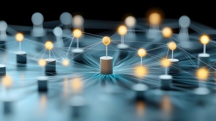 Aufkleber - Abstract representation of a digital HR recruitment network visualized as a circular web with glowing connections symbolizing efficient talent acquisition and strategic workforce planning