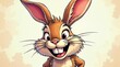 © Irina - Joyful bunny character with a big smile and expressive features on a soft background