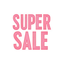 Aufkleber - A pink graphic design featuring the words Super Sale in a bold textured font against a black background.
