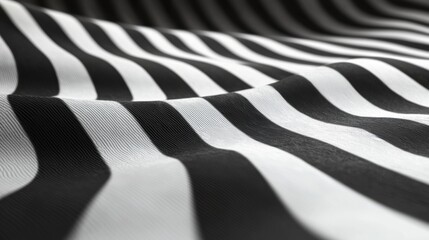 Poster - A black and white striped fabric with a wave pattern